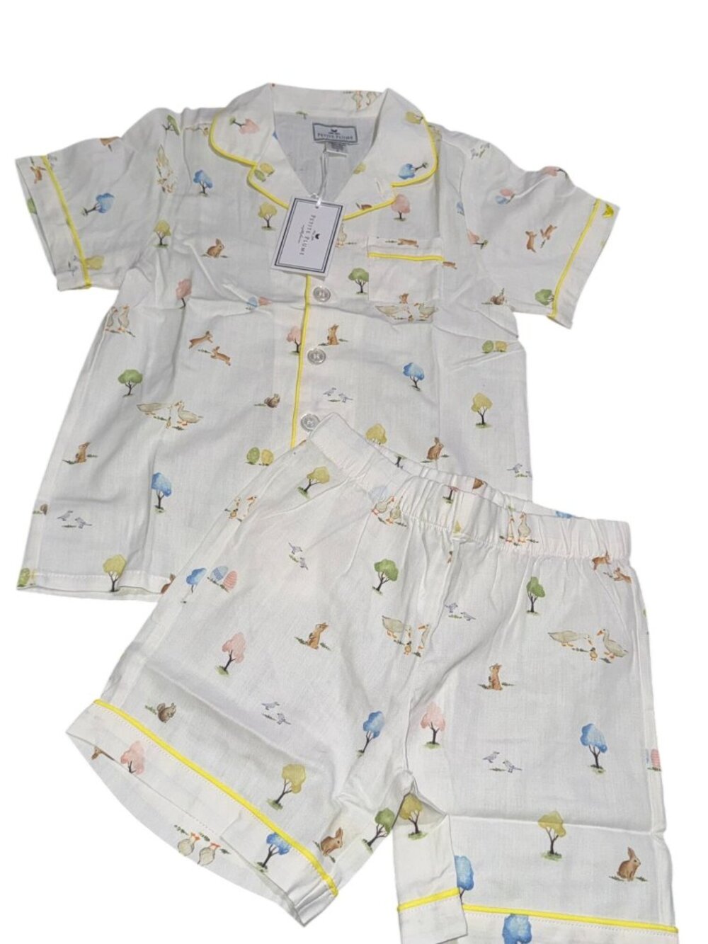 Petite Plume Childrens Pajama Set With Bunny & Tree Print - Size 6 - 100% Cotton